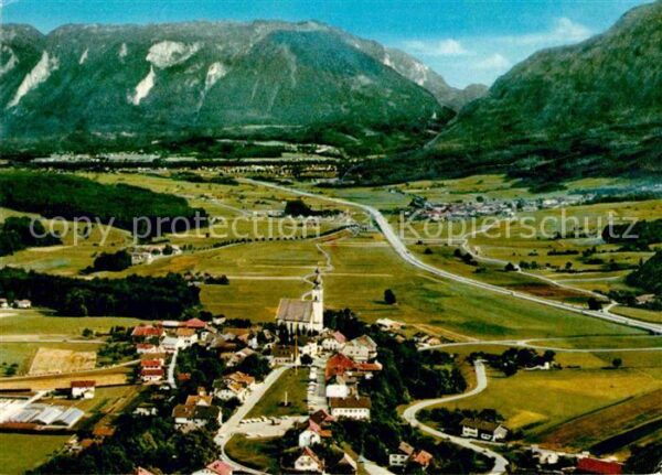 Anger Chiemgau Panorama mit Untersberg Fliegeraufnahme