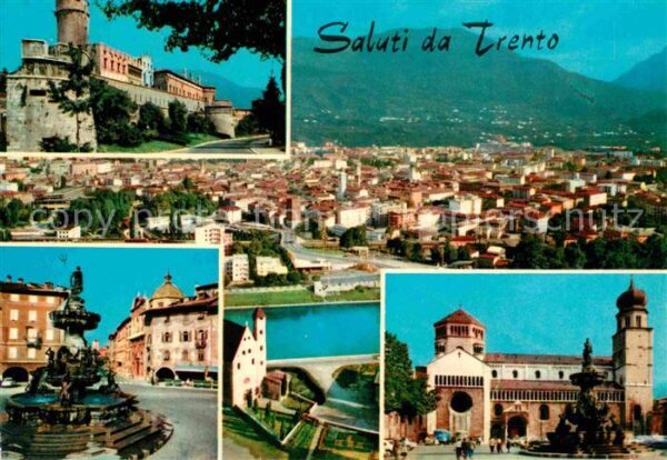 Trento Schloss Brunnen Domplatz mit Kathedrale