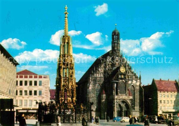Nuernberg Schöner Brunnen und Frauenkirche
