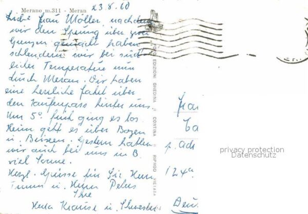Meran Merano Ansicht mit Kirche Burgruine Texelgrupp – Bild 2