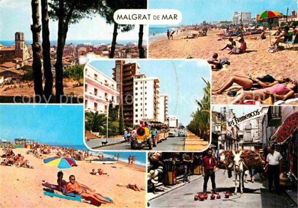 Malgrat de Mar Teilansichten Strand Touristenzug Laden