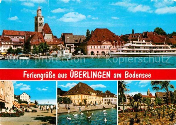 Ueberlingen Bodensee Hafen Dampfer Uferpromenade Strassencaf