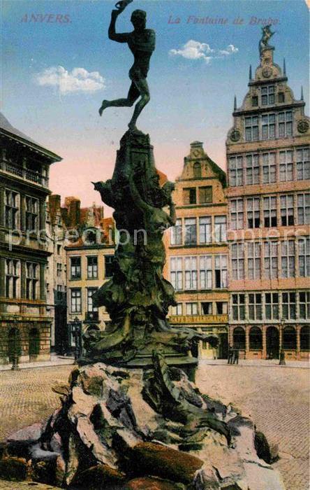 Anvers Antwerpen Fontaine de Brabo Cafe du Telegraphe