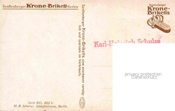 Berlin Schlossterrasse Künstlerkarte H. R. Sch – Bild 2