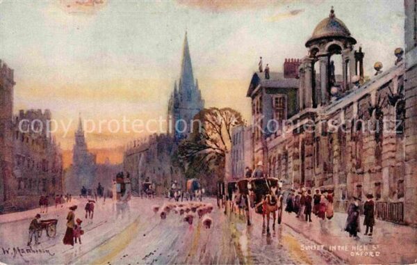 Oxford Oxfordshire High Street Künstlerkarte W. Manhison