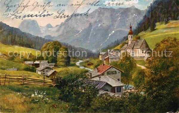 Ramsau Berchtesgaden Reiteralpgebirge Künstlerkarte H. Hoffm