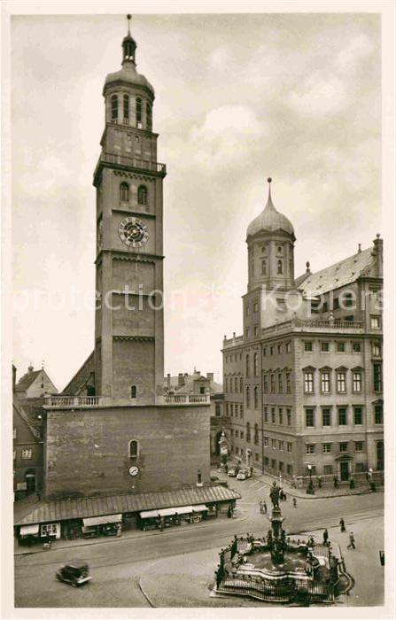 Augsburg Ludwigsplatz Rathaus Perlachturm August