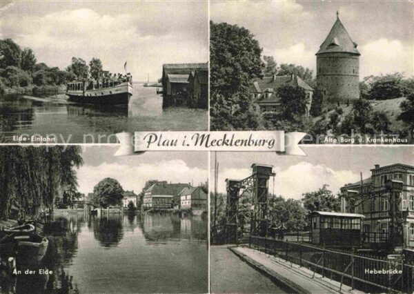 Plau Mecklenburg Alte Burg Krankenhaus Hebebrücke Elde