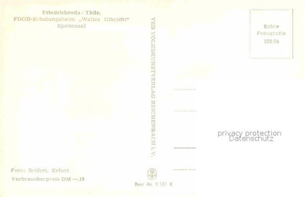 Friedrichsroda Erholungsheim Walter Ulbricht Speisesaa – Bild 2