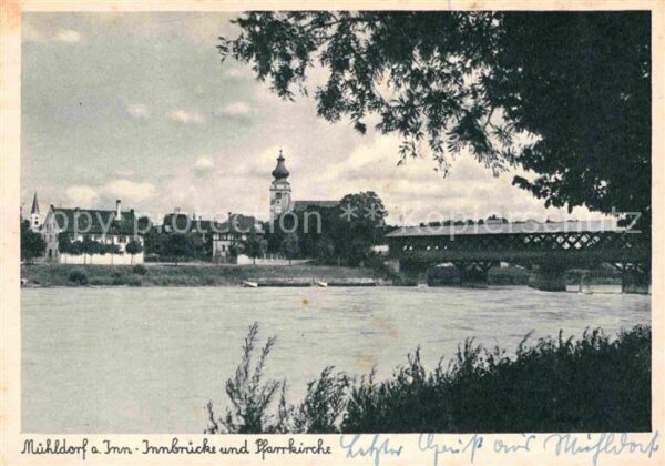 Muehldorf Inn Innbrücke und Pfarrkirche