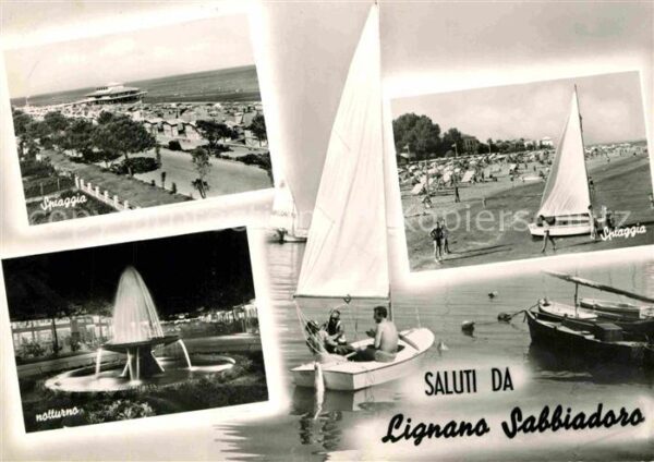 Lignano Sabbiadoro Strand Nachtaufnahme Brunnen Segelboote
