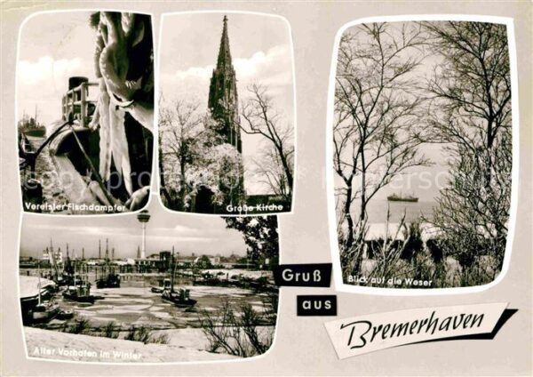 Bremerhaven Vereister Fischdampfer Große Kirche Alt