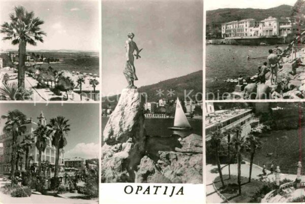 Opatija Abbazia Strand Ufer Statue Palmen