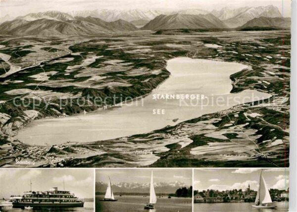 Starnbergersee Segelboote Fährschiff Panoramakarte