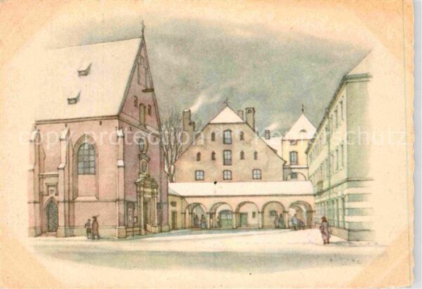 Muenchen Allerheiligen Kirche am Kreuz Zeichnung