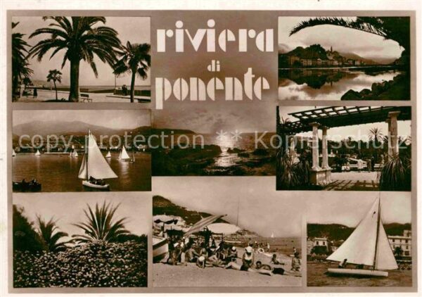Riviera di Ponente Strand Segelbote Palmen