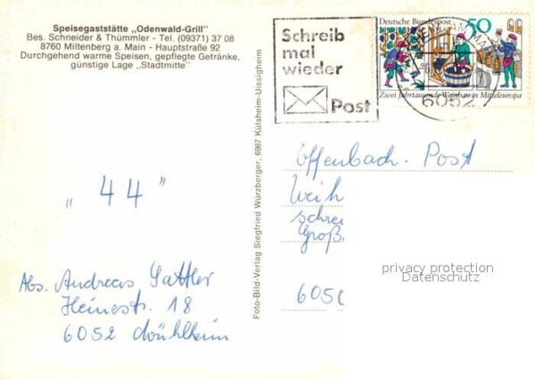 Miltenberg Main Stadtpanorama Gaststätte Odenwald Grill – Bild 2