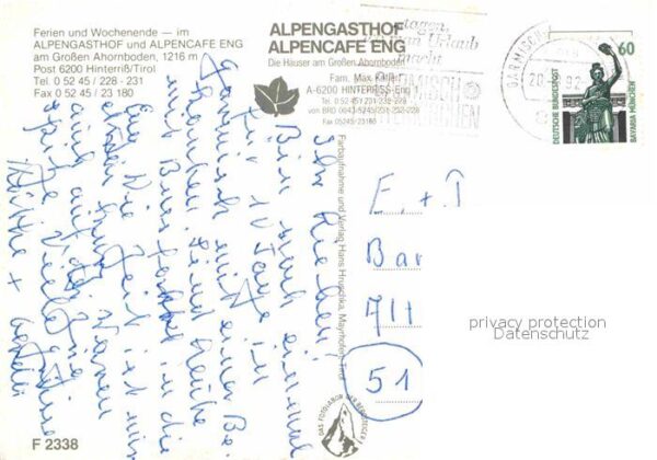 Eng Hinterriss Tirol Alpengasthof Alpencafe Grosser Ahornbod – Bild 2