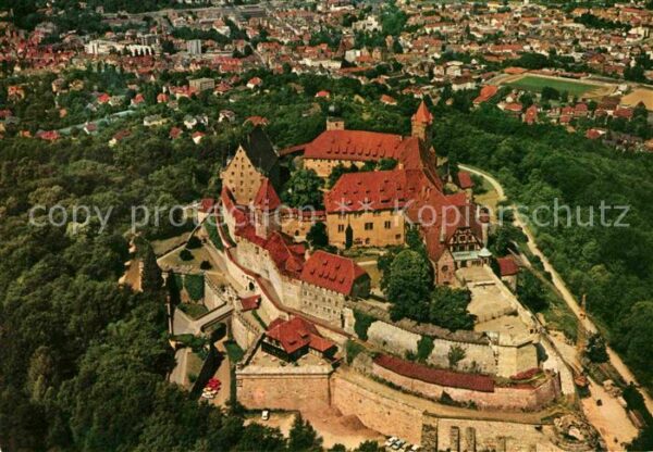 Coburg Blick auf Veste und Stadt Fliegeraufnah