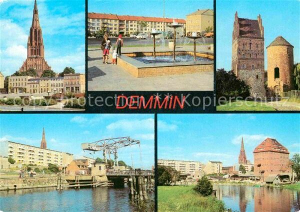Demmin Mecklenburg Vorpommern Markt Bartholomäuskirche Springbrunnen