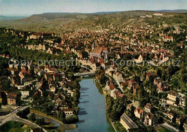 Tuebingen Blick von Osten auf Neckar und Schloss