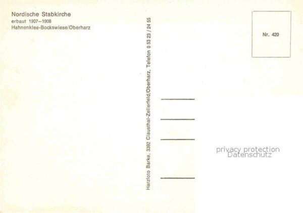 Hahnenklee-Bockswiese Harz Nordische Stabkirche 18./19. Jhdt. Flie – Bild 2