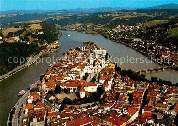 Passau Dreiflüssestadt Zusammenfluss von Donau