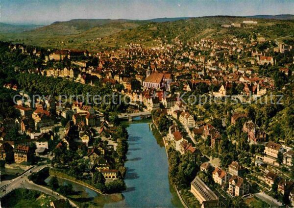 Tuebingen Blick von Osten auf Neckar und Schloss