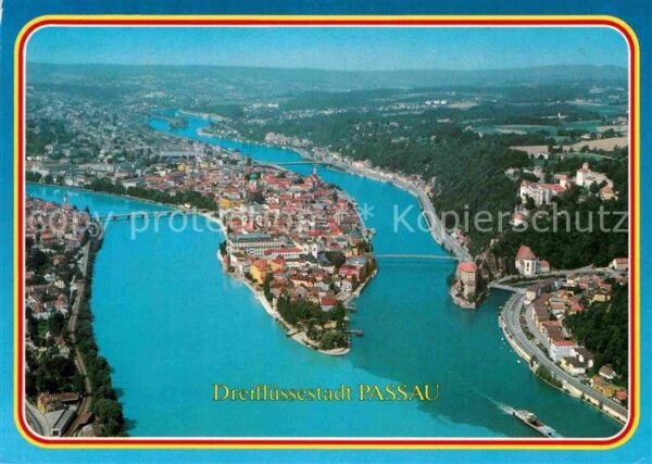 Passau Dreiflüssestadt Zusammenfluss von Donau