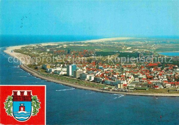Norderney Nordseebad Luftaufnahme von Nordwesten Wappen