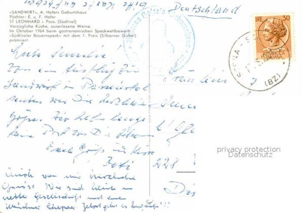 St Leonhard Passeier Gaststätte Sandwirt Andrea Hofers Gebur – Bild 2