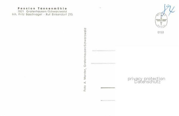 Grafenhausen Schwarzwald Pension Tannenmühle Gedicht – Bild 2