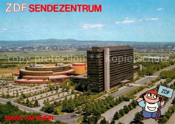 Mainz Rhein Fliegeraufnahme ZDF Sendezentrum