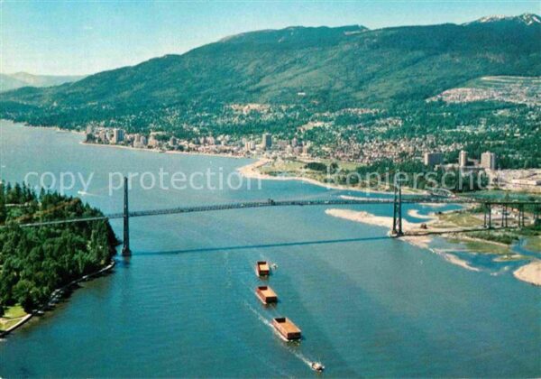 Vancouver British Columbia Fliegeraufnahme Lions Gate Bridge