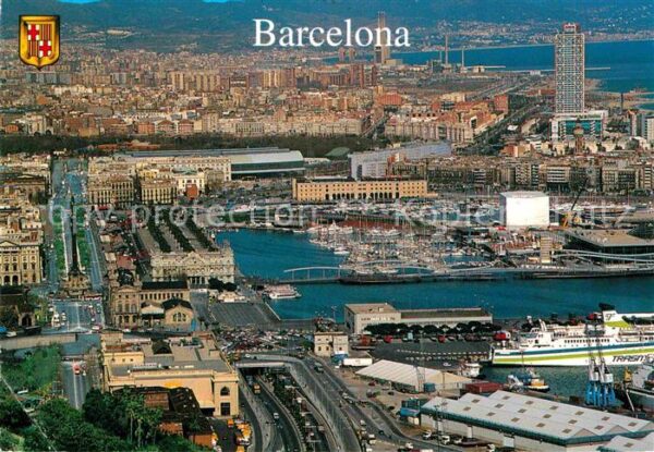 Barcelona Cataluna Fliegeraufnahme mit Hafen