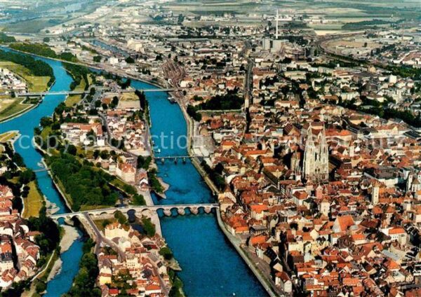 Regensburg Fliegeraufnahme Donaupartie