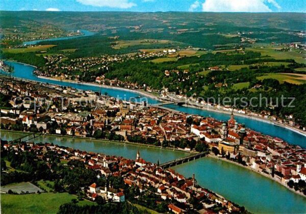Passau Fliegeraufnahme Drei Flüsse Stadt Donau