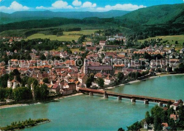 Bad Saeckingen am Hochrhein Rheinbrücke Blick zum Schw