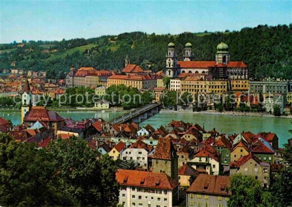 Passau Blick vom Kloster Mariahilf auf den Inn