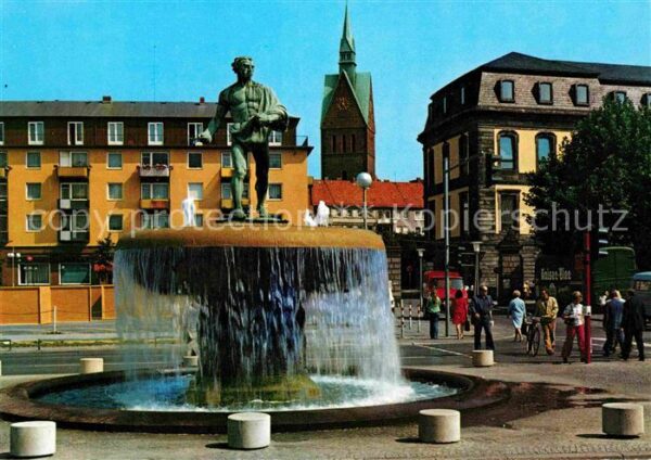 Hannover Duvebrunnen am Leibnizufer Blick zur Ma