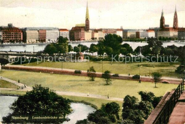 Hamburg Lombardsbrücke mit Stadtblick