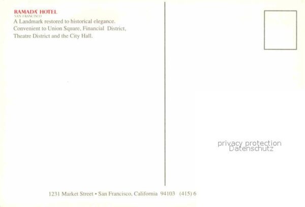 San Francisco California Ramada Hotel Grand Lobby Golden Gate Br – Bild 2