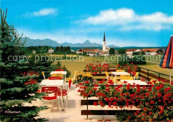 Pittenhart Cafe Pension Mariandl Terrasse Ortsblic