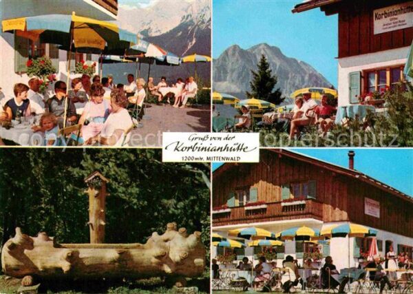 Mittenwald Bayern Korbinianhütte Terrasse Brunnen