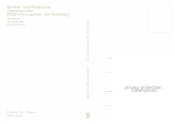 Oberwiesenthal Erzgebirge FDGB Erholungsheim Am Fichtelberg Speis – Bild 2