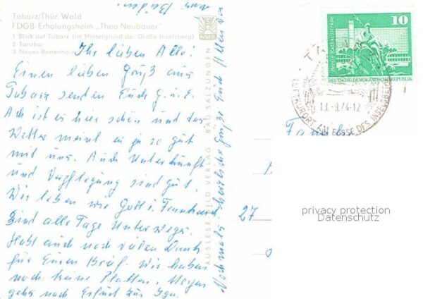 Tabarz FDGB Erholungsheim Theo Neubauer Gr Ins – Bild 2