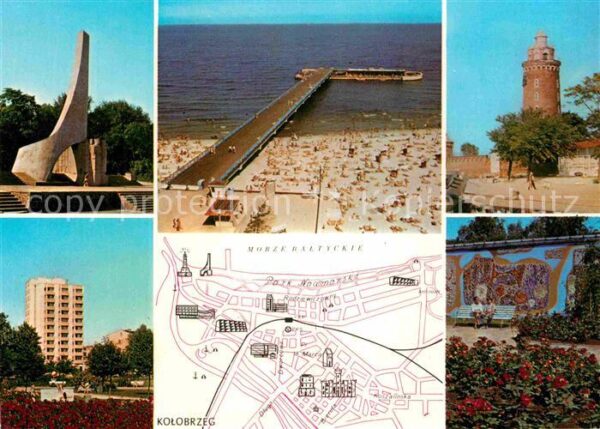 Kolobrzeg Polen Denkmal Hochhaus Strand Seebrücke Lotse