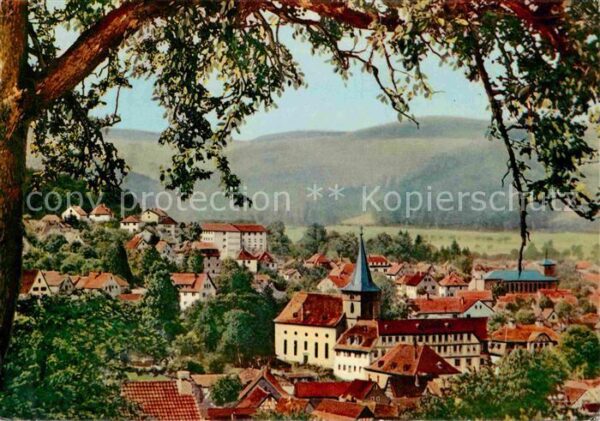 Bad Koenig Odenwald Ortsansicht mit Kirche Ansicht vom Wald