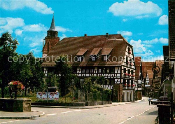 Dornstetten Wuerttemberg Ortsmotiv an der Kirche Fachwerkhäuser