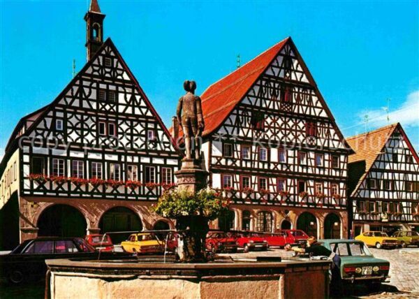 Dornstetten Wuerttemberg Marktplatz Brunnen Fachwerkhäuser Luftk
